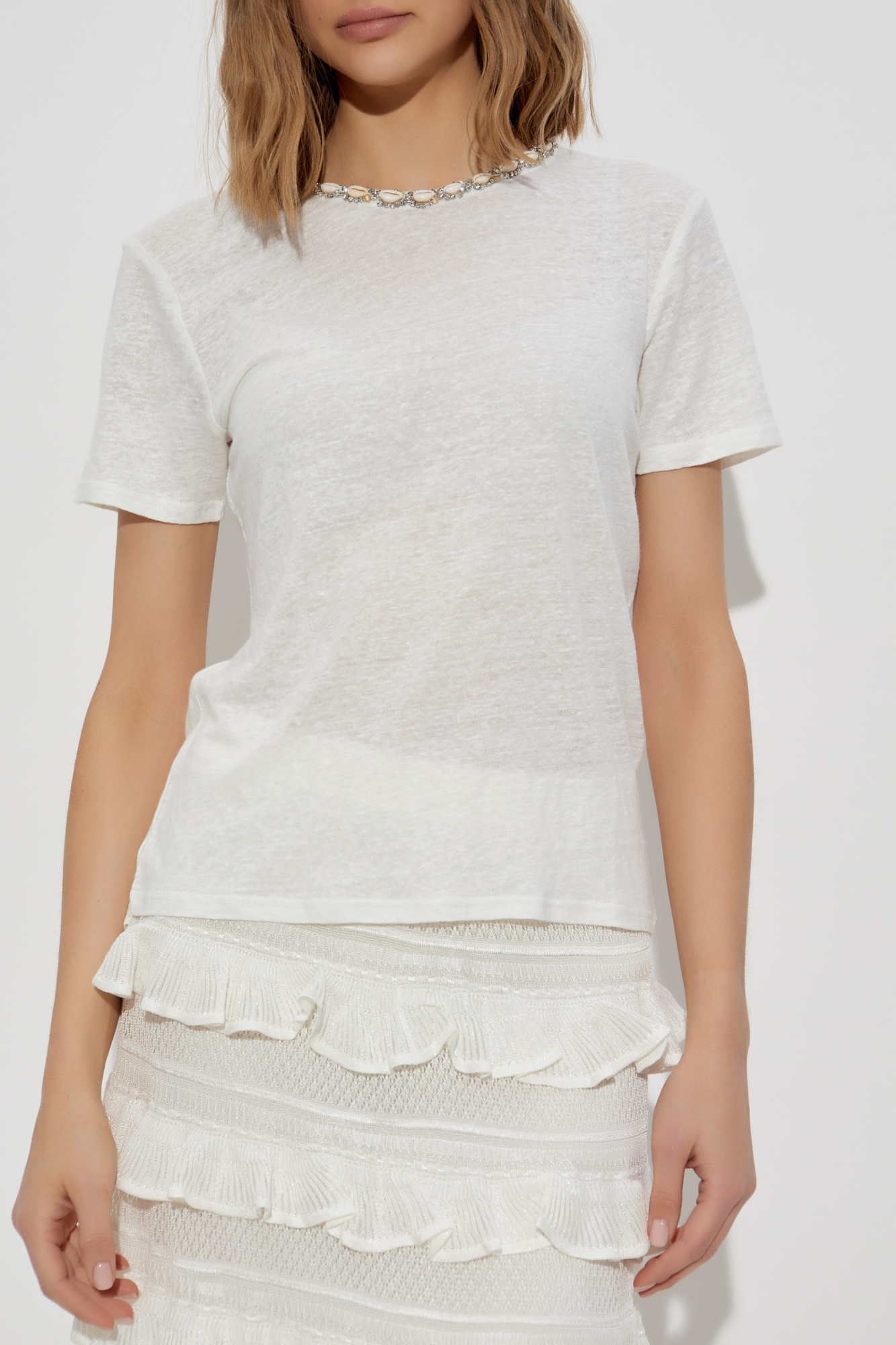 Tシャツ・カットソー hug your skin lace stud top white 25SSTOP02WH White Linen top Zimmermann - Vitkac AS